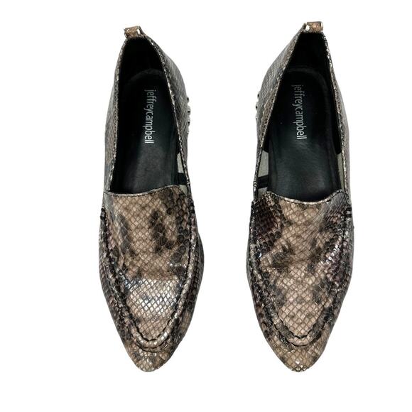 Jeffrey Campbell Barnett Snakeskin Embossed Studded Loafers Size 7 - Picture 9 of 9